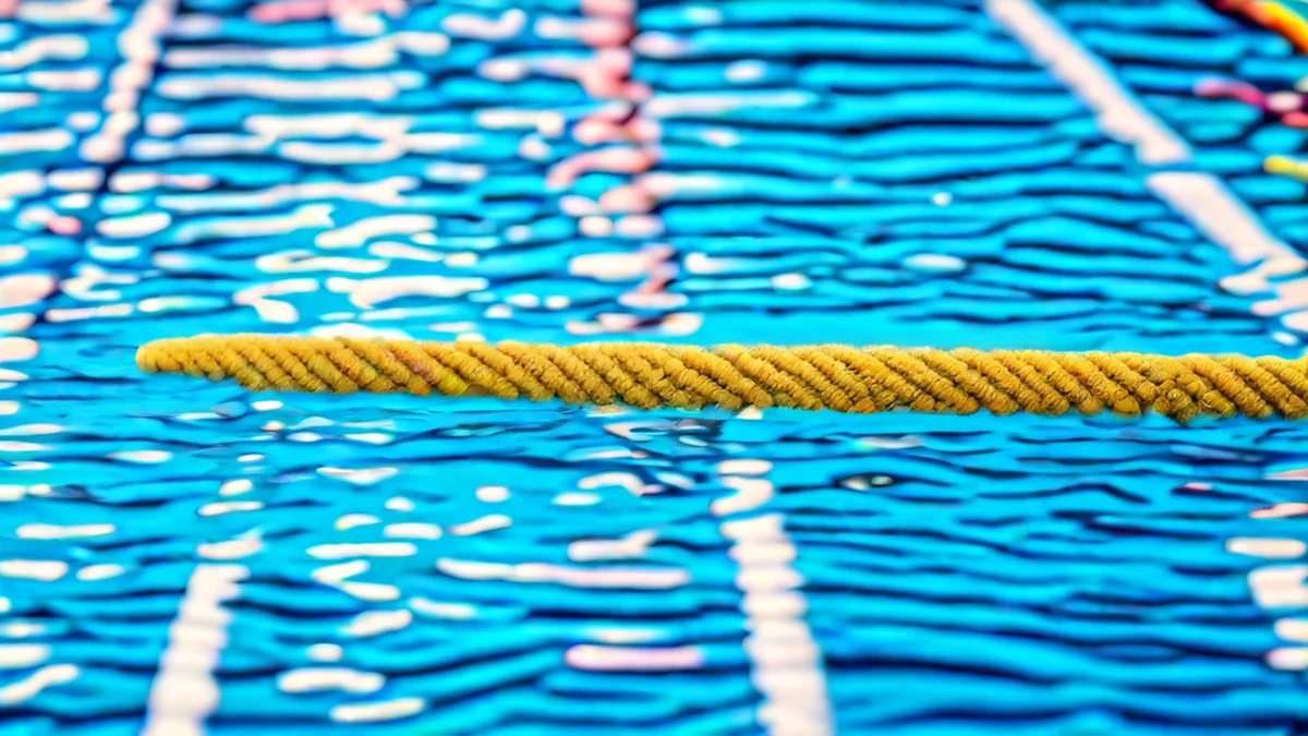 Líneas negras que dividen las pistas de natación.