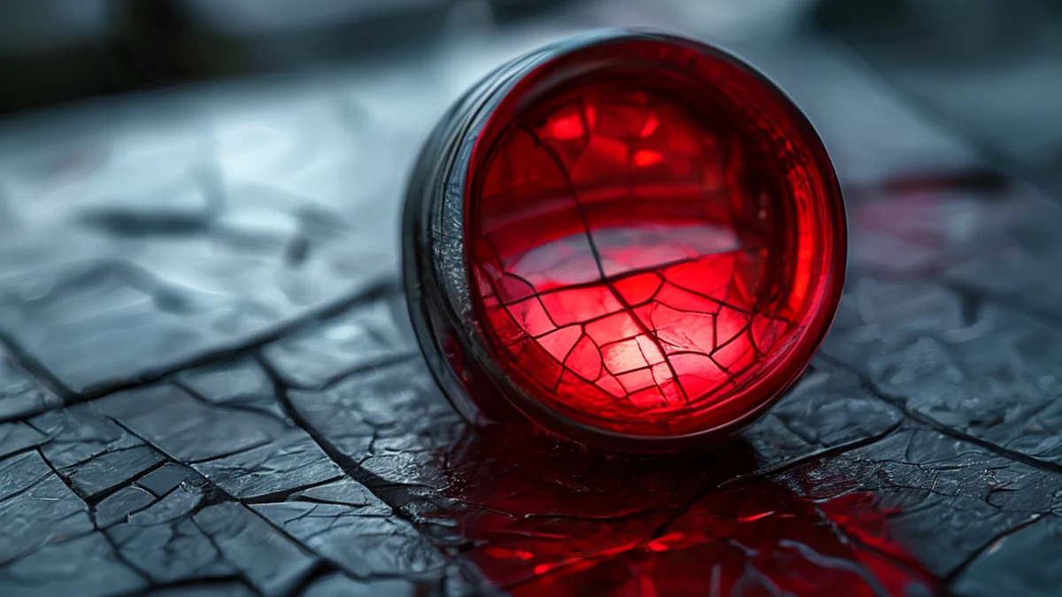 Een transparant lens met vormen van gekleurd glas.